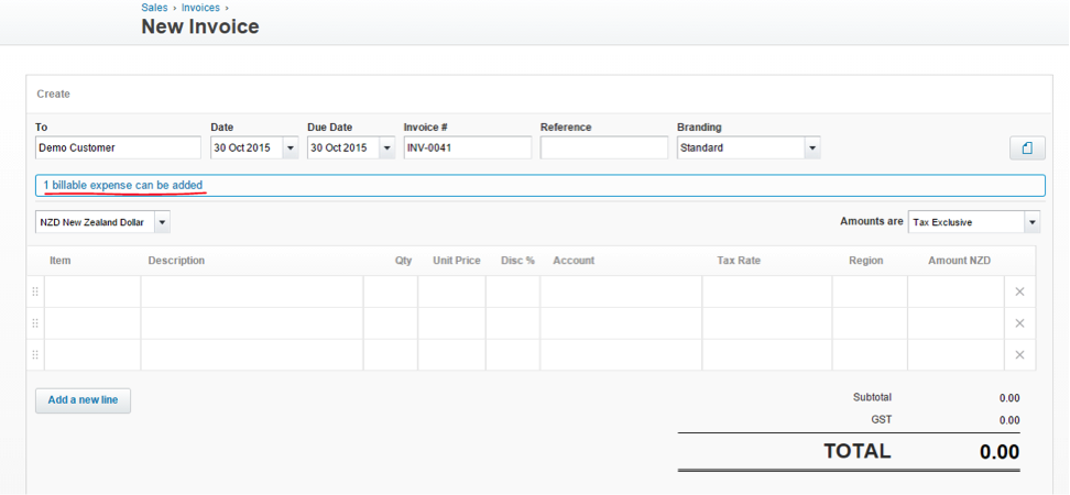 Xero one billable expense can be added Xero one billable expense can be added